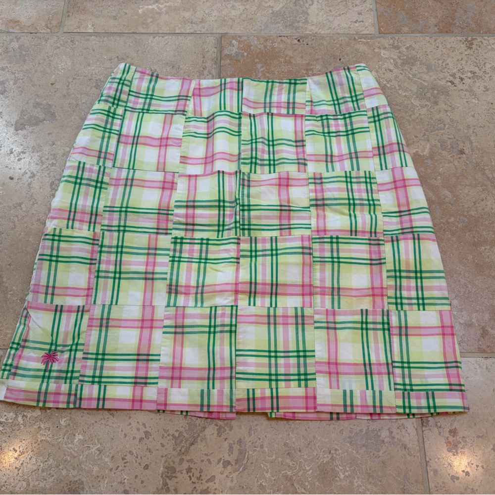 Lilly Pulitzer Women’s Plaid Skirt in Pink & Green